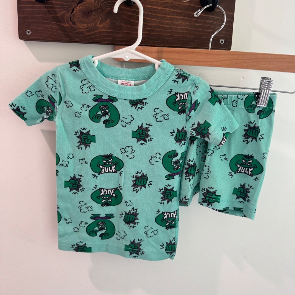 Hanna Andersson Marvel Hulk Organic Cotton Short Pajama Set Teal Kids 3T 90cm